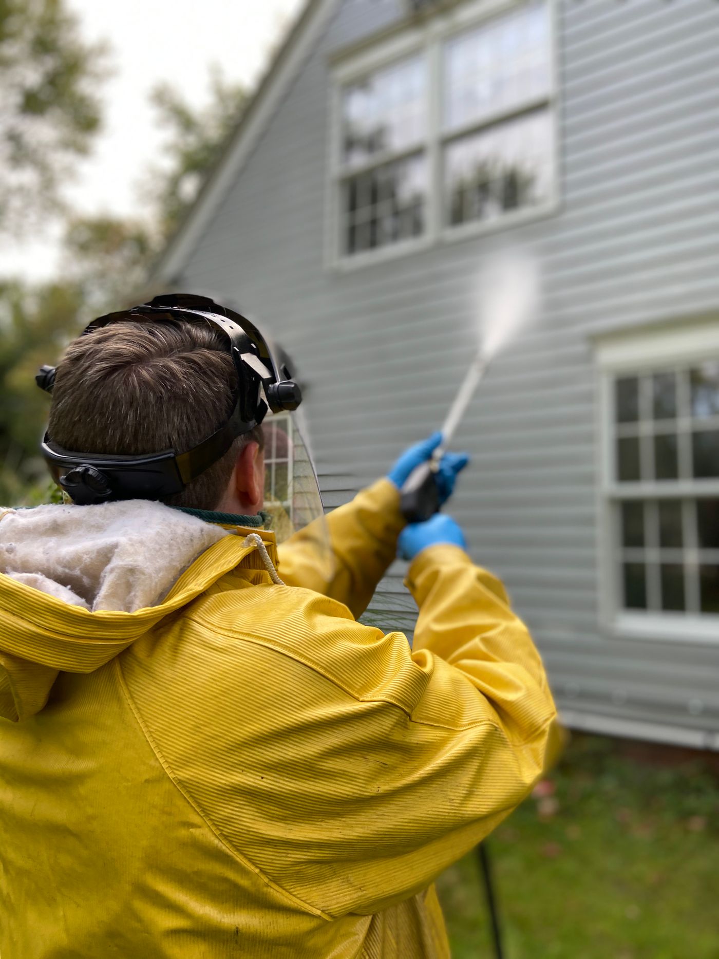 Soft washing exterior siding